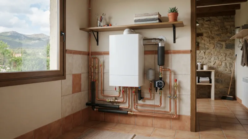 Instalación de caldera de condensación en una vivienda unifamiliar de Villanueva del Pardillo