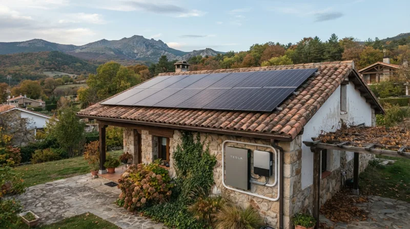 Instalación de placas solares con batería en una vivienda unifamiliar en Collado Mediano