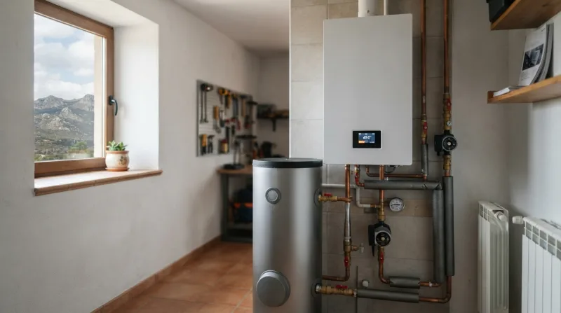Radiador de calefacción con purgador en una vivienda unifamiliar de la Sierra de Madrid