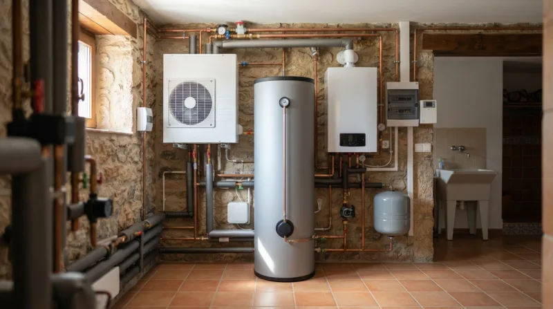 Comparativa de sistemas de agua caliente: termo eléctrico, caldera de gas y bomba de calor de aerotermia en una vivienda unifamiliar